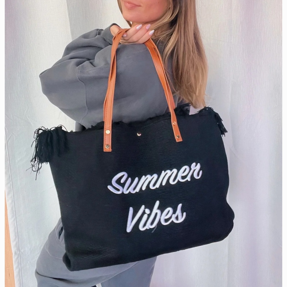 Tote Bag Women's Embroidered Canvas Summer vibes Beautiful Large Capacity